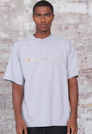VINTAGE CHAMPION LOGO T-SHIRT GREY
