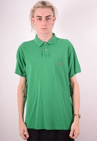 POLO RALPH LAUREN MENS VINTAGE POLO SHIRT XL GREEN 90S