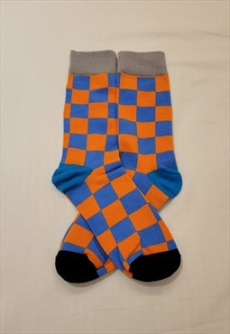 Checkered pattern Cozy Socks in Blue color