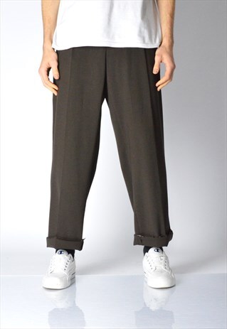 VINTAGE 90S BROWN WOOL BLEND PANTS