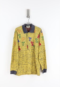 Missoni Pattern Long Sleeve Polo in Yellow - M