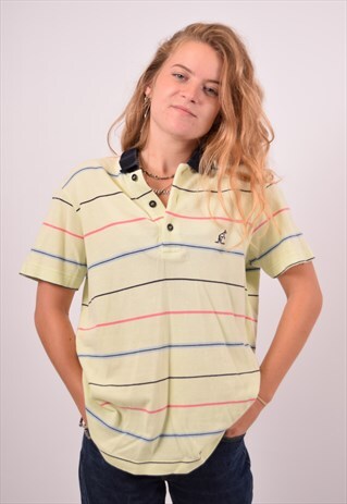 VINTAGE AUSTRALIAN L'ALPINA POLO SHIRT STRIPES GREEN