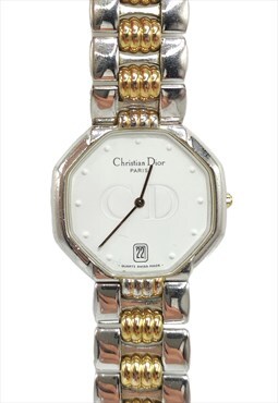 Vintage Dior CD Watch, silver/ gold, metal, water resistant