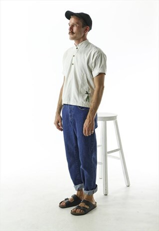 HIGH WAISTED DENIM / DARK BLUE DENIM PANTS