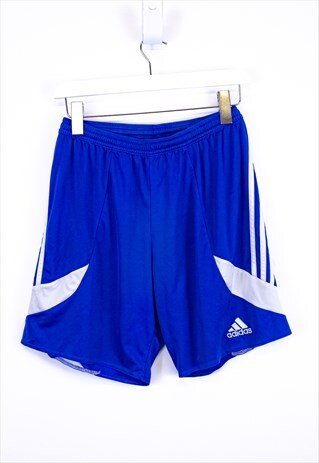 VINTAGE ADIDAS SHORTS BLUE WITH WHITE STRIPES AND LOGO