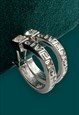 Vintage Y2K Givenchy earrings hoops silver tone diamante