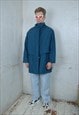 Vintage 90's cool puffer long festival warm jacket in blue