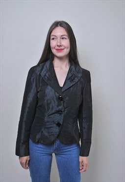 Black boho blazer, vintage women suit jacket,