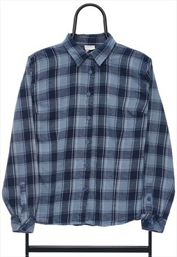 Vintage ElleNor Navy Check Flannel Shirt Womens