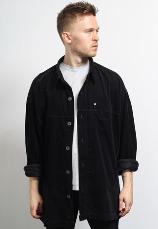 VINTAGE CORDUROY CORD SHIRT BLACK