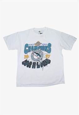 Vintage 1997 Florida Marlins T-Shirt White XL