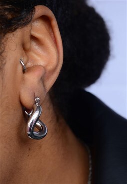 Twisted Silver Hoop Earrings