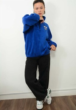 Vintage 90s Fleece 1/4 Zip Blue Size S