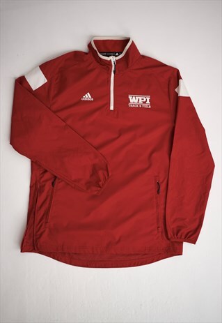 VINTAGE 90S ADIDAS RED WHITE 3/4 ZIP ANORAK JUMPER