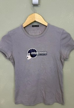 Vintage Y2K Phard Graphic Baby Tee Grey Small