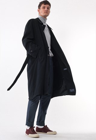 VINTAGE CHAPS X POLO RALPH LAUREN BELTED COAT 90A BLACK