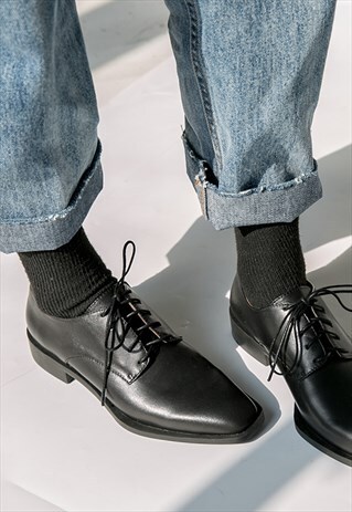 KYLE GENUINE LEATHER OXFORDS IN BLACK