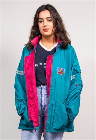 VINTAGE 90'S TURQUOISE CAGOULE JACKET COAT