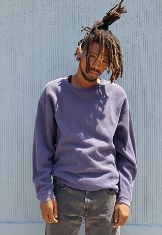 90S SPORTSWEAR SKATER FADED BLUE WAFFLE KNIT SHIRT LARGE