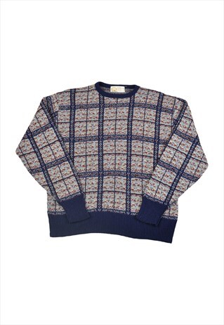 Vintage Knitted Jumper Retro Pattern Ladies XL