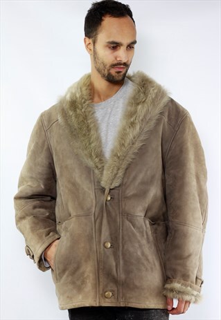 GREY SHEARLING COAT / GREY SHEEPSKIN COAT / SHEARLING COAT