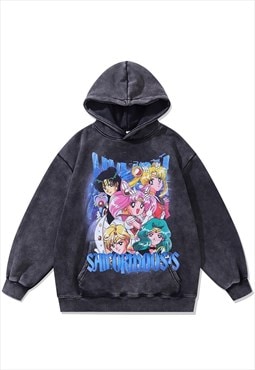 Sailor Moon hoodie movie pullover anime cartoon jumper grey