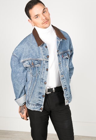 VINTAGE 80S LEVI'S CONTRAST COLLAR DENIM JACKET / 0040 / 810