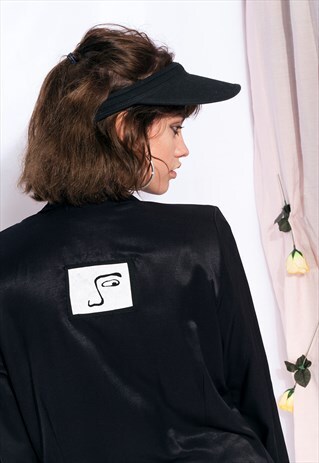 VINTAGE SAD FACE GRAPHIC JACKET 80S REWORKED PATCH BLAZER