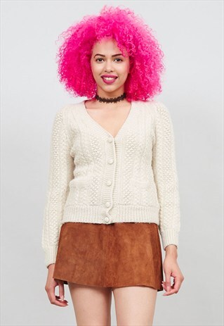 VINTAGE ARAN KNIT 70'S CARDIGAN
