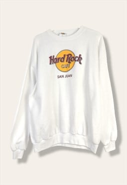 Vintage  Sweatshirt Hard rock cafe San juan in White XXL
