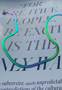 SERPENTINE RHYTHM. Rainbow Snake Herringbone Chain Necklace