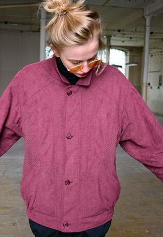 VINTAGE 80S PURPLE BOMBER JACKET