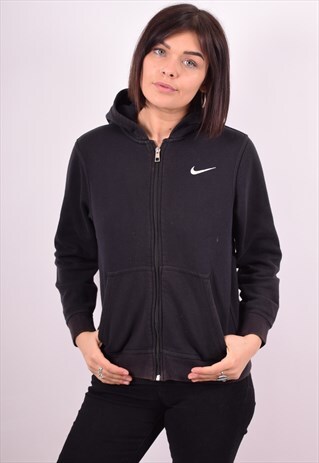 NIKE WOMENS VINTAGE HOODIE JACKET MEDIUM BLACK 90S