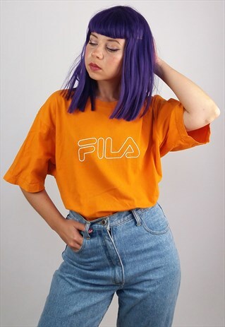 VINTAGE 90'S FILA UNISEX LOGO T-SHIRT IN ORANGE