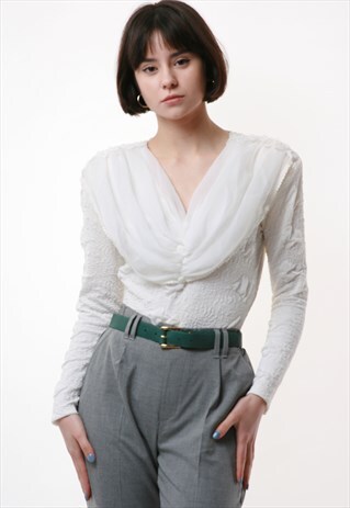80S VINTAGE FRANCE WHITE BODYSUIT 1476