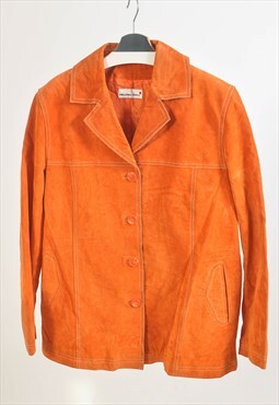 Vintage 00s suede leather jacket in orange