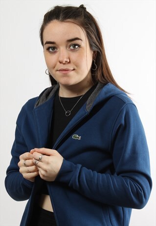 VINTAGE LACOSTE HOODIE IN BLUE FULL ZIP W/ CROC LOGO