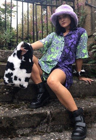 'DEJA MOO' HANDMADE, COW PRINT, MINI TOTE BAG