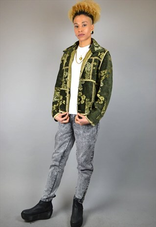 VINTAGE 80'S PANELLED FLORAL PRINT BLAZER