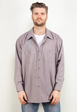 Vintage 90's Men RED KAP Work Chore Shirt in Grey