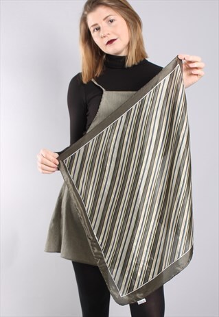 VINTAGE 60S STRIPE PATTERNED SHEER SILK SCARF