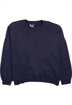 Vintage 90's Starter Sweatshirt Plain Crew Neck Navy Blue