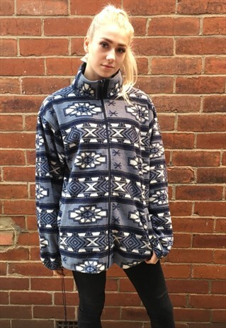 VINTAGE OVERSIZED AZTEC TRIBAL FLEECE JUMPER