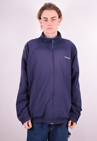 DIADORA MENS VINTAGE TRACKSUIT TOP JACKET XXL BLUE 90S