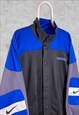 VINTAGE NIKE BLUE JACKET SPELL OUT EMBROIDERED 90S XL