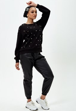 Black pearl embellished jumper