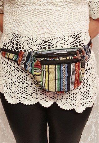 BOHO HIPPY FESTIVAL AZTEC MULTI COLOUR BUM BAG