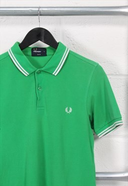 Vintage Fred Perry Polo Shirt Green Short Sleeve Top Small