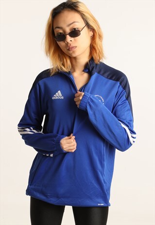 VINTAGE ADIDAS EMBROIDERED SPELLOUT 1/4 ZIP SWEATSHIRT