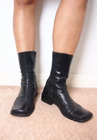 BLACK SQUARE ANKLE BOOTS